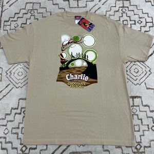 Vintage Charlie And The Chocolate Factory Shirt Mens XL Tan Movie 2000s Y2K